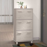 Shoe Cabinet "HAMAR" White 59,5x35x117 cm Solid Wood Pine 340513