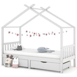 Kids Bed Frame with Drawers White Solid Pine Wood 90x200 cm 322150