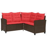 Outdoor Sofa Set with Cushion 2 pcs Brown and Red Poly Rattan 4103878