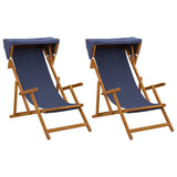 Deck Chair 2 pcs 3 Position Solid Eucalyptus Wood Blue 3407808