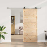 Sliding Door Natural 100 x 208 cm Solid Pine Wood 3381146
