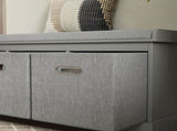 Three-Drawer Shoe Storage Bench, with Padded Top Seat - Grey T3398P329500