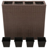 ZNTS Garden Raised Bed with 4 Pots 2 pcs Poly Rattan Brown 279083