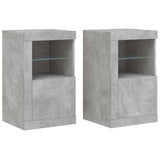 Side Cabinets with LED Lights 2 pcs Concrete Grey Engineered Wood 836637