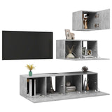 4 Piece TV Cabinet Set Concrete Grey Engineered Wood 3079154