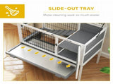 Wooden Rabbit Hutch, Guinea Pig Cage, with Removable Tray, Openable Roof, Grey T3398P375159