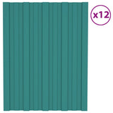 Roof Panels 12 pcs Galvanised Steel Green 60x45 cm 317187