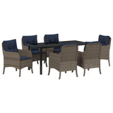 Garden Dining Set with Cushion 7 pcs Grey Poly Rattan 3380194