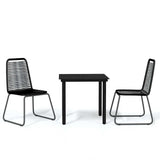 Garden Dining Set Black Powder-coated steel, glass, PE rattan 3099089