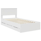 Bed Frame with Drawer White 100 x 200 cm Engineer Wood 3410735