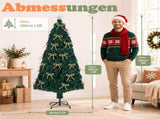 6FT Green Colorful Fiber Optic Christmas Tree with 230 Tips, LED Bead Bow Ornament, Star Topper, PVC 31194782
