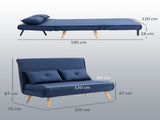 Two-Seater Linen-Look Sofa Bed - Dark Blue T3398P377860