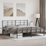 Metal Bed Frame without Mattress with Footboard Black 200x200cm 355586