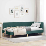 Corner Bed Frame Dark Green 90 cm x 190 cm Velvet 42016185
