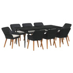 Garden Dining Set with Cushion 9 pcs Black Poly Rattan 3261669