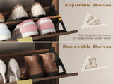 Shoe Cabinet with 2 Flip Drawers, Narrow Shoe Storage Top for Entryway Hallway, Rustic Brown T3398P552633