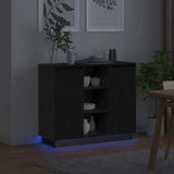 LED Sideboard Black Oak 90 x 32 x 75 cm Engineered Wood 869683