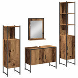 Bathroom Furniture Set with Door 4 pcs Brown 33 x 33 x 185.5 cm 3334402