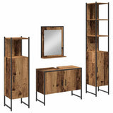 Bathroom Furniture Set with Shelf 4 pcs Brown Engineered wood 3334402