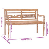 Batavia Bench 120 cm White Wash Solid Teak Wood 316035