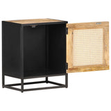 Bedside Cabinet 40x30x50 cm Rough Mango Wood and Natural Cane 323140
