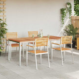 Garden Dining Set 5 pcs Solid Teak Wood and Stainless Steel 3334785