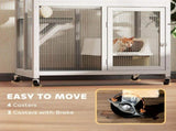 Wooden Catio Cat Outdoor Enclosure, Cat Cage with Waterproof Roof, Platforms, for Multiple Cats, T3398P552690