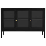 Sideboard Black 105x35x70 cm Steel and Glass 336067