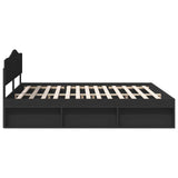 Bed Frame with Headboard Black 200 x 200 cm Solid Pine Wood 3412854