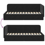 Corner Bed Frame with Headboard Black 90 x 190 cm Velvet 42016528