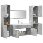 ZNTS 5 Piece Bathroom Furniture Set Concrete Grey Engineered Wood 3324906