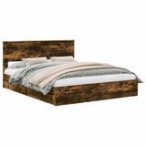 Storage Bed with Drawer Smoked Oak 160 x 200 cm Engineered Wood 3410781