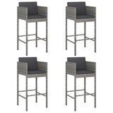 5 Piece Garden Bar Set with Cushions Grey Poly Rattan 3203943