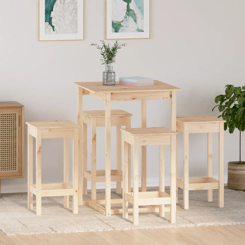 5 Piece Bar Set Solid Wood Pine 3124737