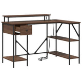 Desk with Drawer Brown Oak 120 x 79 x 86.5 cm Engineered Wood 859404