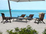 Set of Four Folding Garden Chairs, with Seven-Position Adjustable Backs, Dark Brown T3398P328041