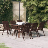 7 Piece Garden Dining Set Brown and Black 3095989