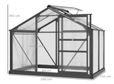 6 x 4ft Polycarbonate Greenhouse, Large Walk-In Green House with Slide Door and Window, Garden T3398P377664