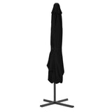 Garden Parasol Black Polyester, Powder-Coated Steel Large 312516