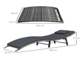 Rattan Folding Sun Lounger Outdoor Chair with Cushion and Pillow Grey T3398P325174