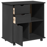 Rolling Cabinet Grey 63.5 x 39 x 65.5 cm Solid Pine Wood 42028382