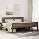 Metal Bed Frame without Mattress Brown Oak 200x200 cm 3301418