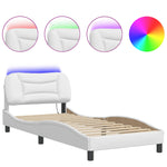 ZNTS Bed Frame with LED Lights White 80x200 cm Faux Leather 3213893