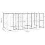 Outdoor Dog Kennel Galvanised Steel with Roof 9.68 m 3082273