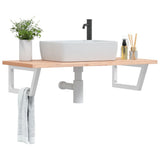 Basin Shelf Wall Mounted Steel and Solid Wood Beech 3302434