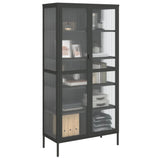 Highboard Black 85x40x180 cm Glass and Steel 353004