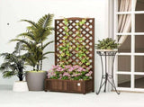 53L Garden Wooden Planter Box with Trellis Free Standing Flower Raised Bed with Lattice for Climbing T3398P325312