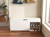 Entryway Bench with Storage,Adjustable 3-Tier Flip-Up Drawers & Hidden Cabinet,Space-Saving W1196P519994