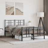 Bed Frame Black Powder-Coated Steel Double Bed Frame 355577