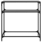 ZNTS Console Table with Black Glass Top 80x35x81 cm Steel 846025